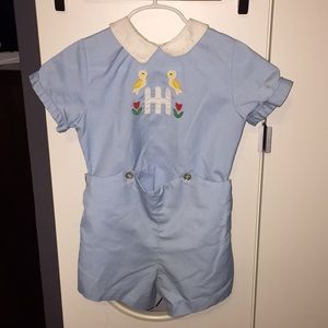 🐤🌷 Bird Tulip Romper Playsuit Embroidered 4T VTG